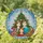 Festive Family Stained Glass Christmas Portrait, Jewel Tone Mosaic Background, Golden Tree & Plush Cat Stained Glass Suncatcher - 1