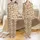 Women's Seamless Stylized Leopard Pattern, Tan Golden Orange Hues Satin Long Sleeve Relaxed Fit Pajama Set Satin Pajamas Set - 1