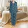 Women's Four-Season Satin Lapel Pajama Set: Delicate Teal Botanical Print Satin Pajamas Set - 2