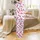 Women's Fuchsia Pink Leopard Print Pajamas: Playful Star Accents - Lightweight Button-Up Sleep Set Satin Pajamas Set - 3