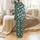 Women's Luxury Emerald Green Gold Peony Crane Blossom Sleep Set Satin Pajamas Set - 3