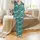 Women's Retro Western Bull Skull Lightning Pop Art Aqua Blue 'YEE HAW' Short Sleeve Jersey Pajama Set Satin Pajamas Set - 2