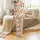 Women's Cute Gingerbread Cookie Holiday Print Convertible Loungewear Set Satin Pajamas Set - 2