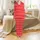 Women's Bright Red White Varied Horizontal Stripe Long Sleeve & Pants Crew Neck All-Season Sleep Set Satin Pajamas Set - 2
