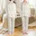 Women's Casual Homewear Set: Whimsical Geese & Pastel Moon Star Print Long Sleeve Open Chest Cardigan Satin Pajamas Set - 1