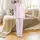 Women's Sweet Pink Bow Diamond Lattice Print Collared Short Sleeve Top & Elastic Shorts Satin Pajamas Set - 2