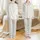 Women's Autumn Winter Botanical Lounge Set: Muted Blue Floral Round Neck Long Sleeve with Pockets Satin Pajamas Set - 1