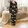 Women's Elegant Hand-Drawn Peony Blossom Black Botanical V-Neck Sleep Set 2pc Satin Pajamas Set - 2