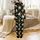 Women's Elegant Hand-Drawn Peony Blossom Black Botanical V-Neck Sleep Set 2pc Satin Pajamas Set - 3