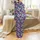 Women's Plus Size Navy Organic Splotch 4pc Long Sleeve Pajamas Set Multi-Color Print Satin Pajamas Set - 3