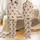 Nature Lovers' Reddish-Brown Highland Cow Wildflower Rustic Botanical Pattern Creamy Off-White with Pastel Florals Satin Pajamas Set - 1