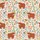 Nature Lovers' Reddish-Brown Highland Cow Wildflower Rustic Botanical Pattern Creamy Off-White with Pastel Florals Satin Pajamas Set - 4