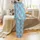 Women's Adorable Cartoon Cow Christmas Lounge Pants: Santa Hat, Candy Cane & Snowflake Pattern Satin Pajamas Set - 3