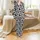 Men's Black White Cow Spot Farm Motif Satin Sleep Bottoms with Pockets Satin Pajamas Set - 2