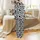 Men's Black White Cow Spot Farm Motif Satin Sleep Bottoms with Pockets Satin Pajamas Set - 3