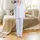 Women's Hand-Drawn Periwinkle Teddy Bear Botanical Thick Long Sleeve Pajama Set Satin Pajamas Set - 2