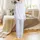 Women's Hand-Drawn Periwinkle Teddy Bear Botanical Thick Long Sleeve Pajama Set Satin Pajamas Set - 3