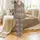 Cow Lover Vintage Floral Cow Silhouette Garment-Dyed Cotton Loungewear Satin Pajamas Set - 2