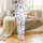 Women's Plus Size Two-Piece Lounge Set: Mystical Evil Eye Star Moon Print, Short Sleeve & Long Pants Satin Pajamas Set - 2