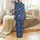 Women's Abstract Deep Blue Hand-Drawn Organic Pebble Dot Satin Short-Sleeve Pajamas Set Satin Pajamas Set - 3