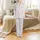 Beauty Lover Satin Pajamas Set: Stylized Eye, Mascara Wand, Coffee Cup Sketch Print Satin Pajamas Set - 2