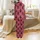 Women's Deep Maroon & Pink Geometric Plaid Satin Short-Sleeve Sleep Set Satin Pajamas Set - 3