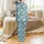 Cat Lover's Personalized Sleep Set: Whimsical Teal Cat & Snowflake Pajamas Satin Pajamas Set - 3