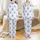 Women's Boho Floral Pajamas: Periwinkle Blue Rose & Taupe Botanical Pattern - Cottagecore Sleep Set Satin Pajamas Set - 1