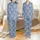 Bridesmaid Satin Sleep Set: Dusty Blue Damask Line Art Personalized Short Loungewear Satin Pajamas Set - 1