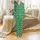 Personalized Family Sleep Set: Custom Face Santa Hat All-Over Green Christmas Motif Loungewear Satin Pajamas Set - 2