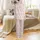 Personalized Bridesmaid Satin Pajamas: Blush Pink Floral Rose Lily Print - Elegant Bridal Party Ensemble Satin Pajamas Set - 3