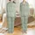 Bridesmaid & Bride Champagne Flute Sleep Set: Sage Green Pine Motif - Soft Stretchy Rayon Satin Pajamas Set - 1