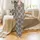 Boho Decor Accent: Intricate Southwestern Floral Velveteen Plush Throw Satin Pajamas Set - 2