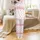 Personalized Gift for Her: Pink Bow, Sweet Dreams Script & Lace Trim Polyester Shower Curtain Satin Pajamas Set - 3