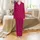 Women's Fuchsia Magenta Abstract Botanical Leaf Organic Cotton Double Gauze Pajamas Set Satin Pajamas Set - 2