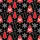 Family Matching Holiday Pajamas: Black & Red Vector Christmas Tree, Snowflake, Reindeer Pattern Satin Pajamas Set - 4