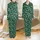 Family Custom Christmas Lounge Pants: Forest Green Cartoon Faces & Holiday Icons Print Sleepwear Satin Pajamas Set - 1