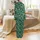 Family Custom Christmas Lounge Pants: Forest Green Cartoon Faces & Holiday Icons Print Sleepwear Satin Pajamas Set - 3