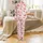 Mom & Daughter Matching Christmas Pajamas: Pink Cartoon Santa, Red Bows & Feather Trim Satin Pajamas Set - 2