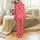 Women's Satin Holiday Sleep Set: Cherry Red Reindeer & Sleigh Seamless Pattern - Festive Cozy Loungewear Satin Pajamas Set - 3