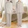 Bridesmaid Women's Satin Sleep Set: Elegant Champagne Beige Vine Floral & Rose Pink Personalized Satin Pajamas Set - 1