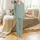 Bridesmaid Bridal Satin Sleep Set: Sage Botanical Love Script Pattern - Personalized Loungewear Satin Pajamas Set - 2