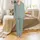 Women's Ditsy Floral Muslin Cotton Loungewear Set: Cream Blue Wildflower Double Gauze Satin Pajamas Set - 2