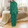 Bridesmaid Emerald Green Satin Sleep Set: White Script Initials, Champagne & Floral Pattern Satin Pajamas Set - 3