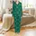 Bridesmaid Emerald Green Satin Sleep Set: White Script Initials, Champagne & Floral Pattern Satin Pajamas Set - 2