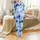 Playful Amigurumi Bunny Pajamas: Seamless Blue & White Crochet Knit Pattern Sleep Set Satin Pajamas Set - 2