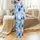 Playful Amigurumi Bunny Pajamas: Seamless Blue & White Crochet Knit Pattern Sleep Set Satin Pajamas Set - 3