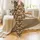 Sighthound & All Dog Breeds Playful Botanical Print Warm Meury Mesh Jumpsuit Satin Pajamas Set - 2