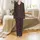 Personalized Bridesmaid Satin Sleep Set: Chocolate Brown Botanical Script & Off-White Pattern Satin Pajamas Set - 2