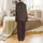 Personalized Bridesmaid Satin Sleep Set: Chocolate Brown Botanical Script & Off-White Pattern Satin Pajamas Set - 3